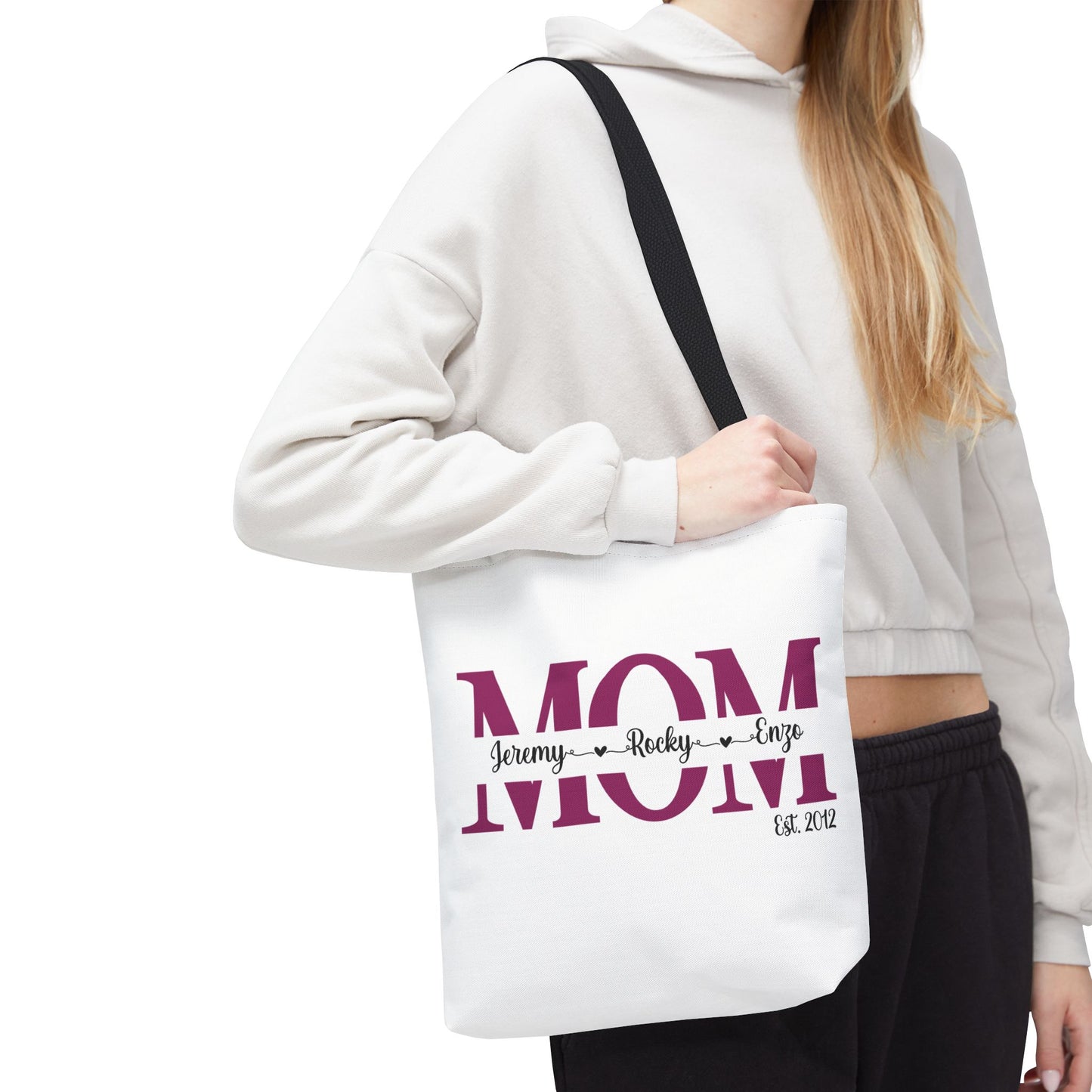 Personalized MOM Tote Bag Purple