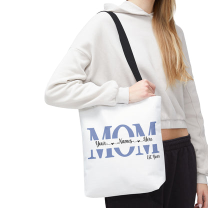Personalized MOM Tote Bag Blue